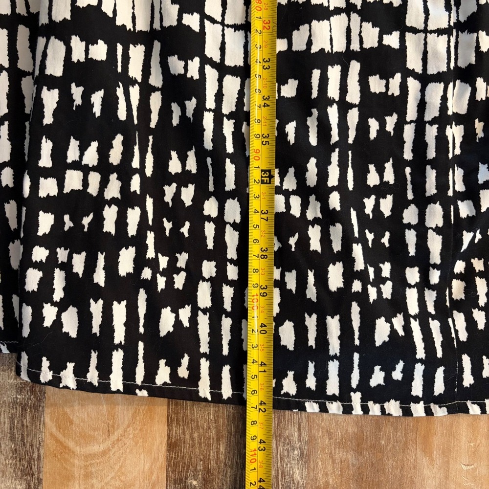 eShakti Black White Geometric Print Sleeveless Midi Dress Pockets Belted Size 10 - Picture 12 of 12